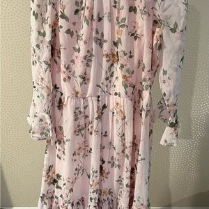 Calvin Klein Pink Floral Long Sleeve Dress